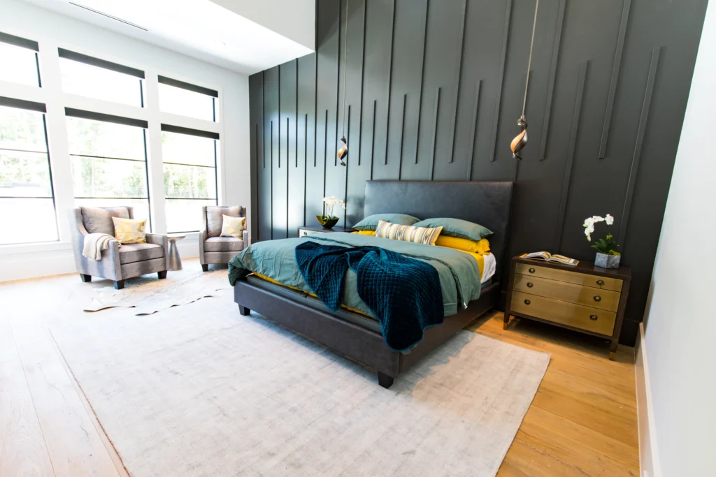 Custom leather upholstered bed frames by Living Designs Furniture