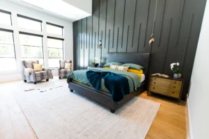 Custom leather upholstered bed frames by Living Designs Furniture